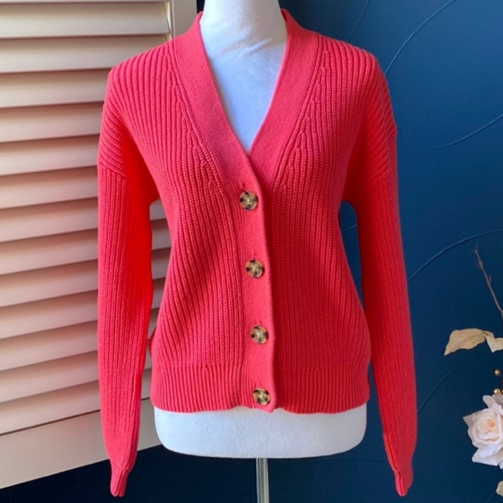 GAP,Women's Coral Button-Up Sweater MED,CARDIGAN,